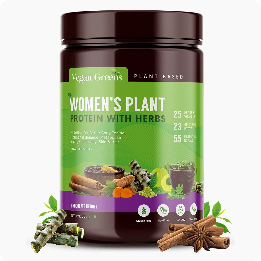 Women Clean Plant Protein With Ayurvedic Herbs (Natural Herbs, Vitamins & Minerals For Hormonal Balance, Metabolism, Skin, Hair, Stress & Energy)
